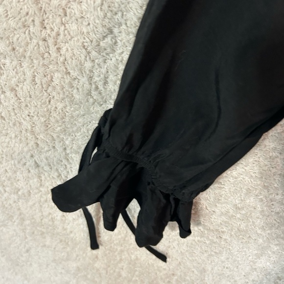 Lace Babydoll Mini Dress Long sleeve Dark Romantic Goth Black Bow Y2K 90, Medium - Picture 6 of 11